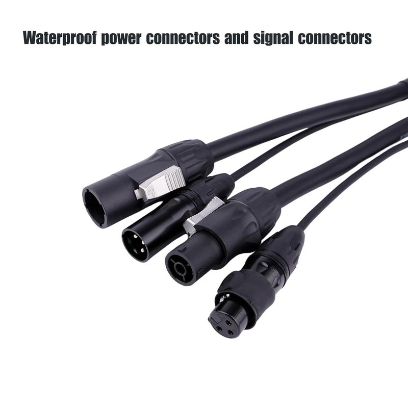 BESCOOS كابل طاقة Twist/DMX مقاوم للماء IP65 13AWG موصل طاقة خارجي SAC3FX إلى SAC3MX وموصل إشارة XLR للإضاءة المسرحية هجين مع تكامل إشارة طاقة مكبر الصوت النشط (6 أقدام) - Image 4